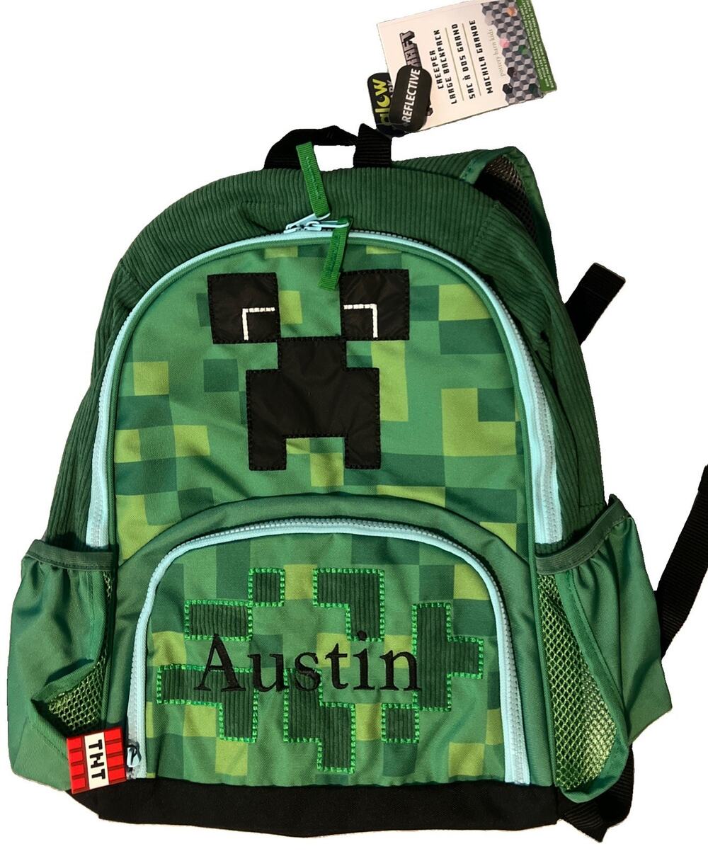 Pottery Barn Mackenzie Minecraft Creeper Critter Glow Dark Large Backpack Austin